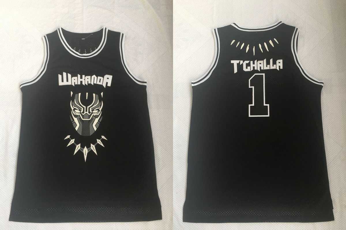 Black Panther Wakanda 1 T'Challa Black Stitched Movie Basketball Jersey,We sell and wholesale Black Panther Wakanda 1 T'Challa Black Stitched Movie Basketball Jersey on line form chian!